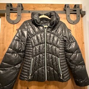 Guess Black Quilted Puffer Jacket with High Collar